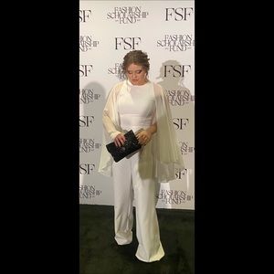 White Jumpsuit w/ Sheer Cape